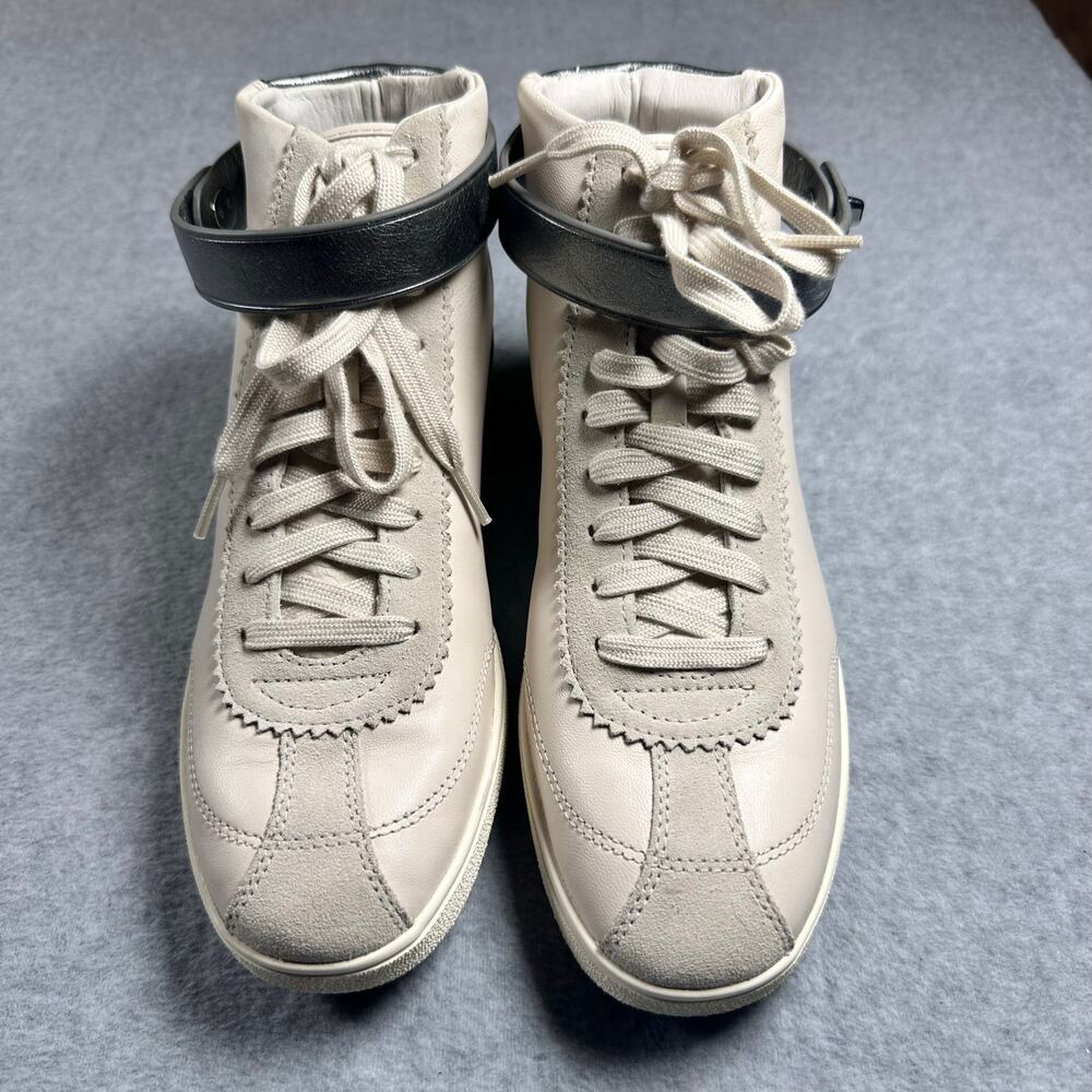 Coach C213 High Top Sneakers White Silver Leather Suede 9.5 - Picture 6 of 14